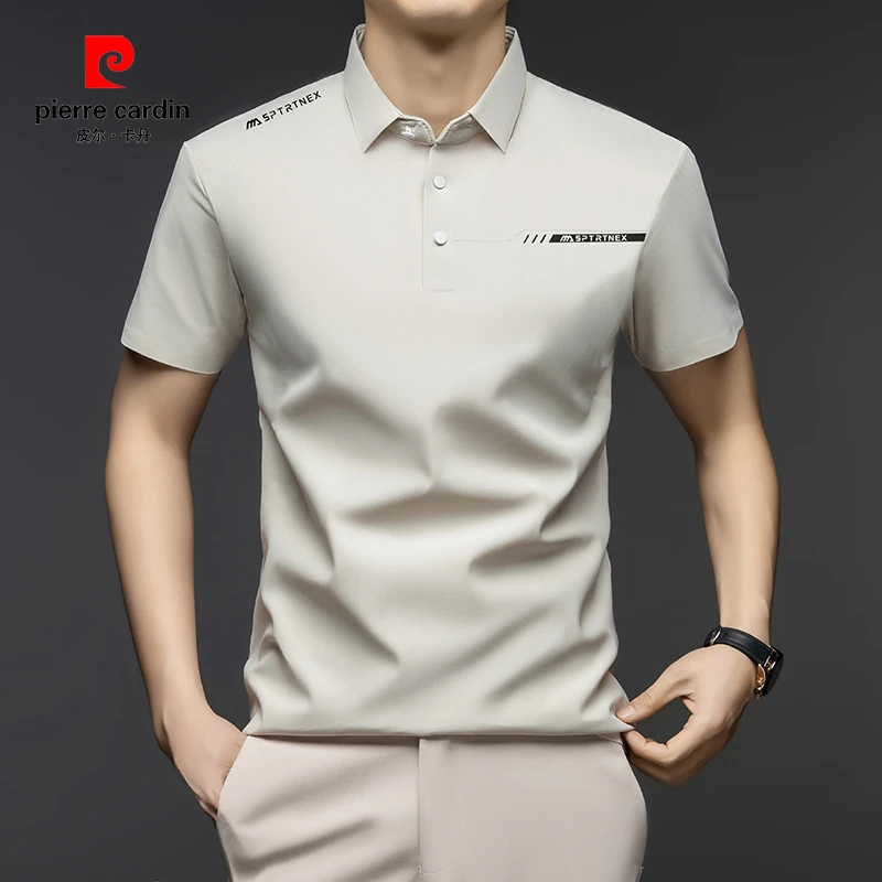 皮尔卡丹夏季新款中青年男士翻领Polo衫高档商务休闲纯色冰丝短袖