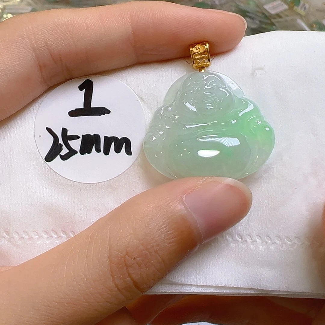 翡翠18K金镶嵌吊坠(不含链)我