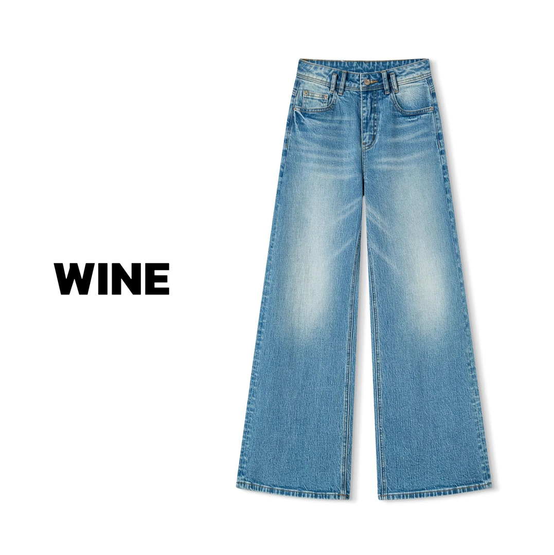 【Wine】·杜塞画廊·25年春季设计师土耳其浆纱中腰牛仔直筒裤阔腿裤