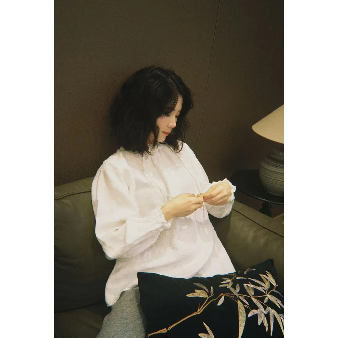 【续旧小仙女】木耳边秋新款文艺范砂洗汉麻双穿白色衬衫女25322