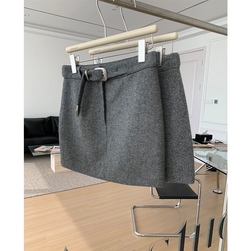 阿昕亮晶晶牛津半裙细节决定一切100%绵羊毛半身裙AX240545B洋气