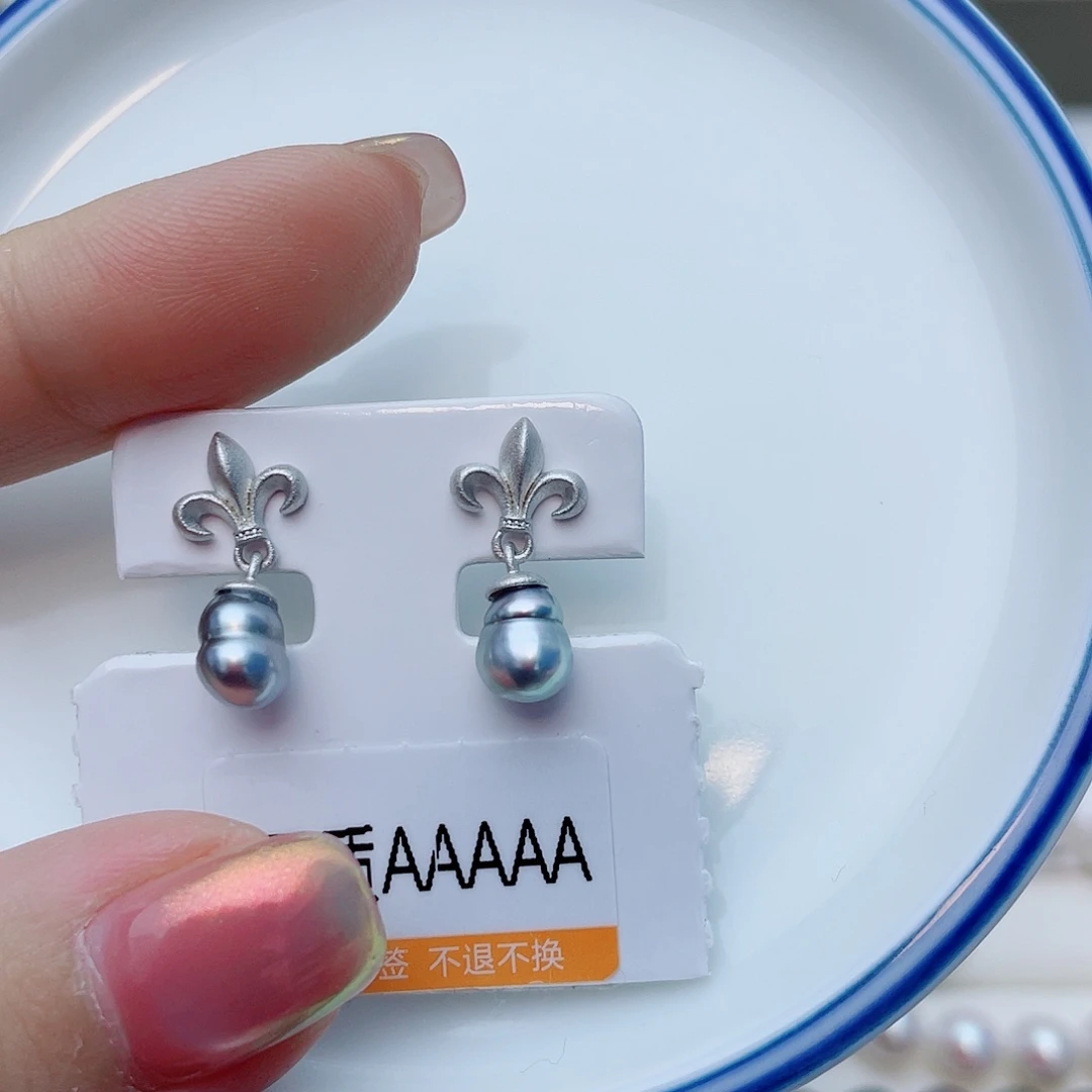 海水珍珠耳饰银S925镶嵌w71
