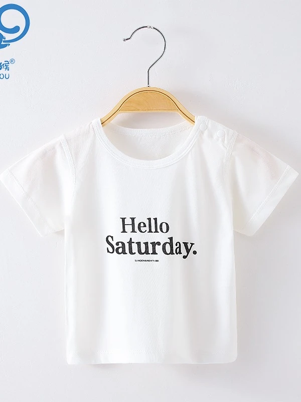 夏季婴幼儿纯棉短袖白T恤薄款透气分体日常穿搭简约半袖婴儿圆领