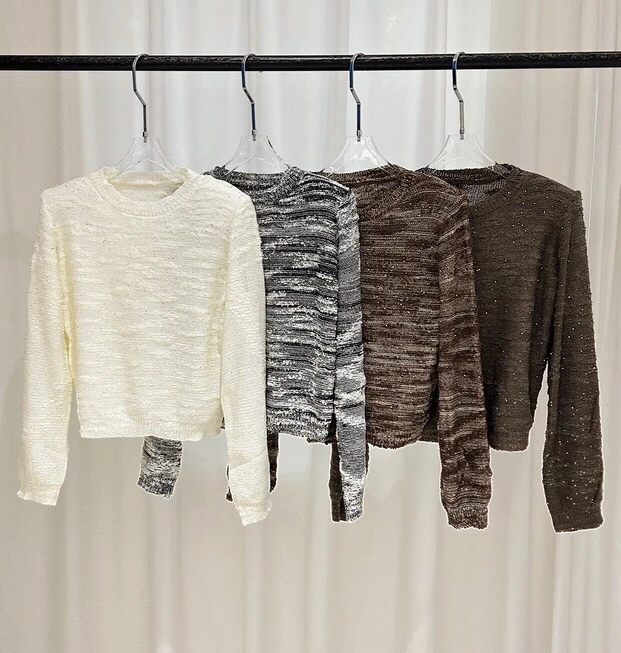 ［BAI］针织衫女气质短款圆领长袖修身气质253春游