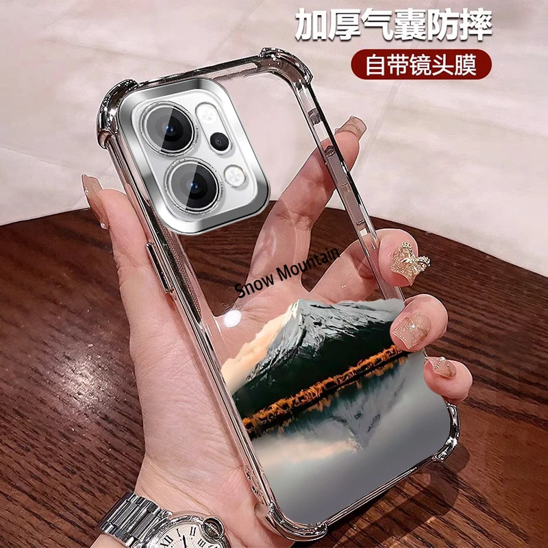 山峰适用oppofindx9手机壳男士四角防摔 Pro透明全包镜头膜软硅胶