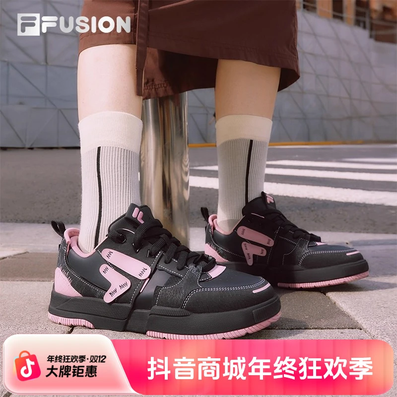 几何鞋丨FILA FUSION斐乐潮牌女鞋板鞋2025冬季新款拼接休闲鞋子