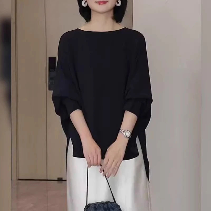 推荐现货！！慵懒复古风时尚穿搭黑色上衣夏季出席正式场合女士服装