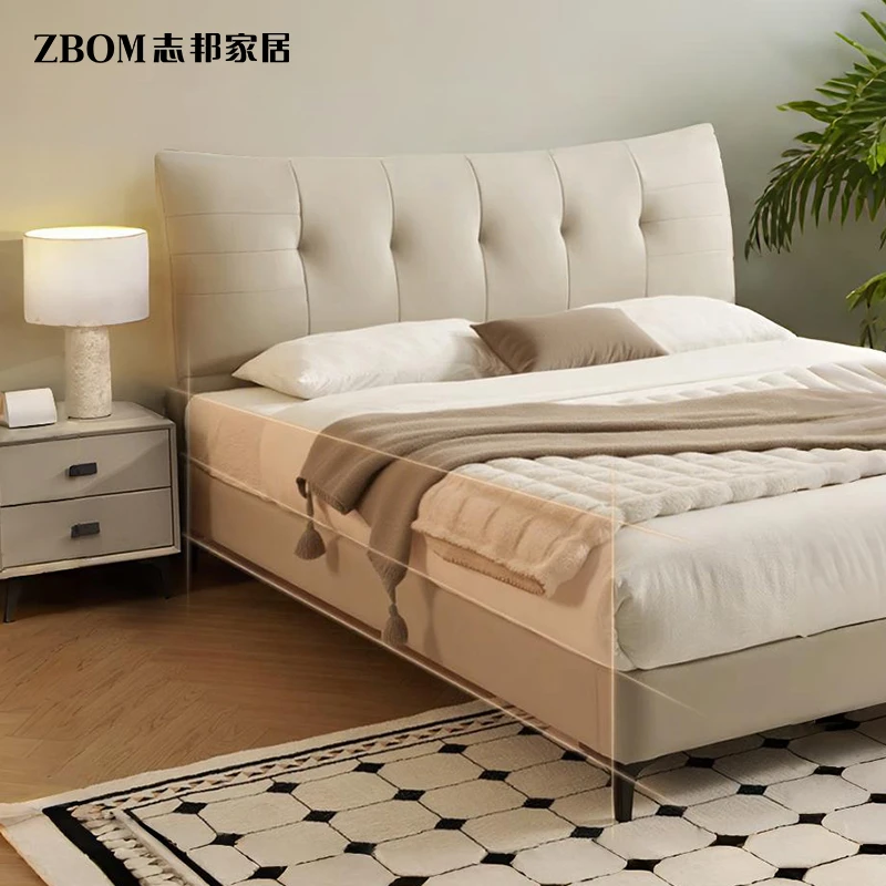 ZBOM/志邦法兰菲【半夏】真皮床小户型主卧奶油风轻奢皮艺双人大床