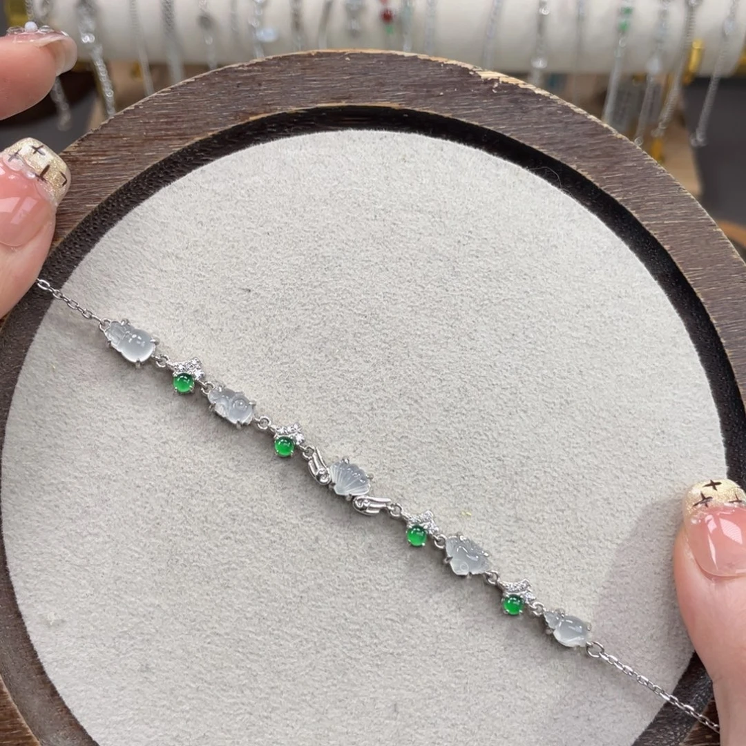 翡翠银S925镶嵌手链