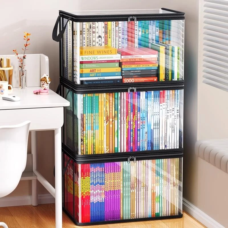 防尘书本收纳袋防尘透明学生书籍高中生学习用品手提整理旧书书架