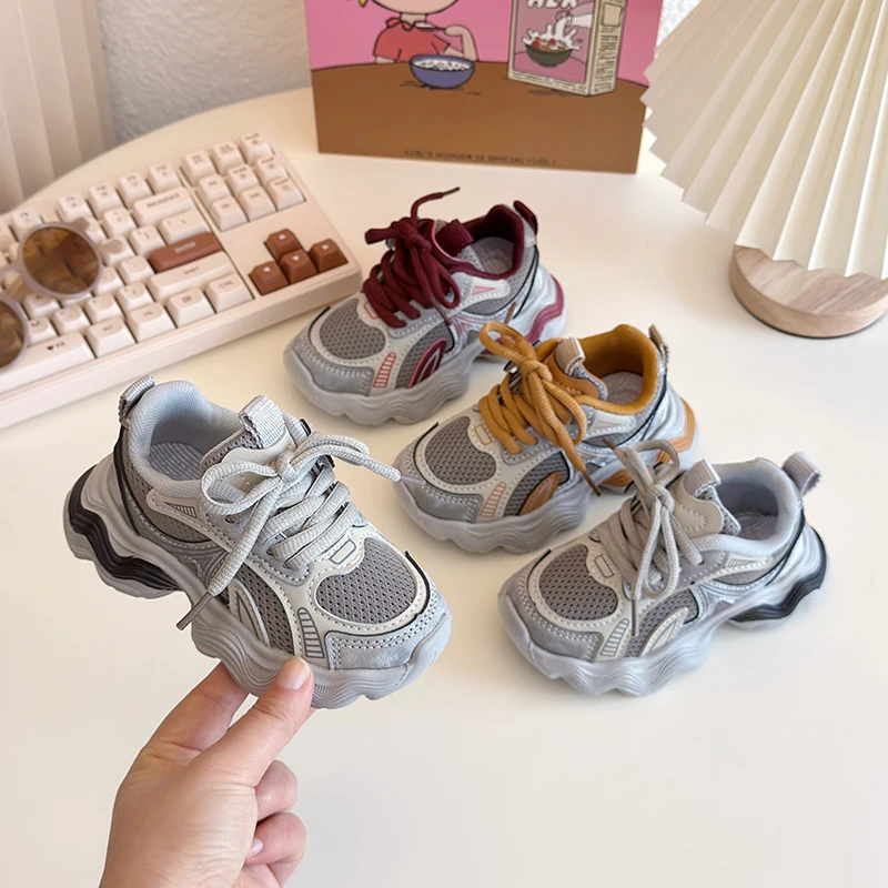男童运动鞋春夏女童韩版时尚百搭透气单网鞋中小童防滑软底老爹鞋
