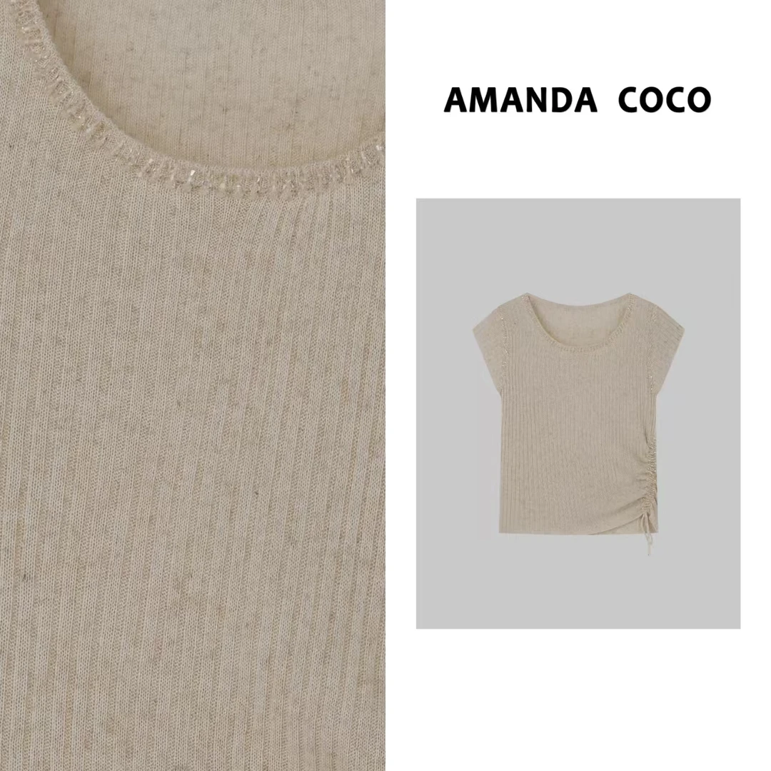 雪雪 | 春夏高定串珠抽绳设计感气质简约飞袖针织衫