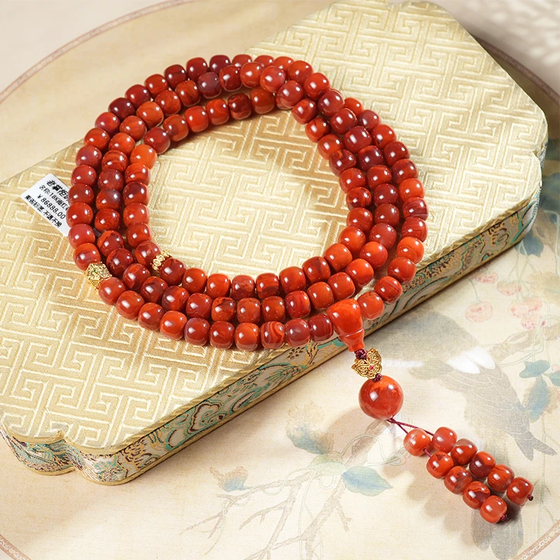 【老掌柜讲珠宝】南红18k老型108项链9m+ M040831