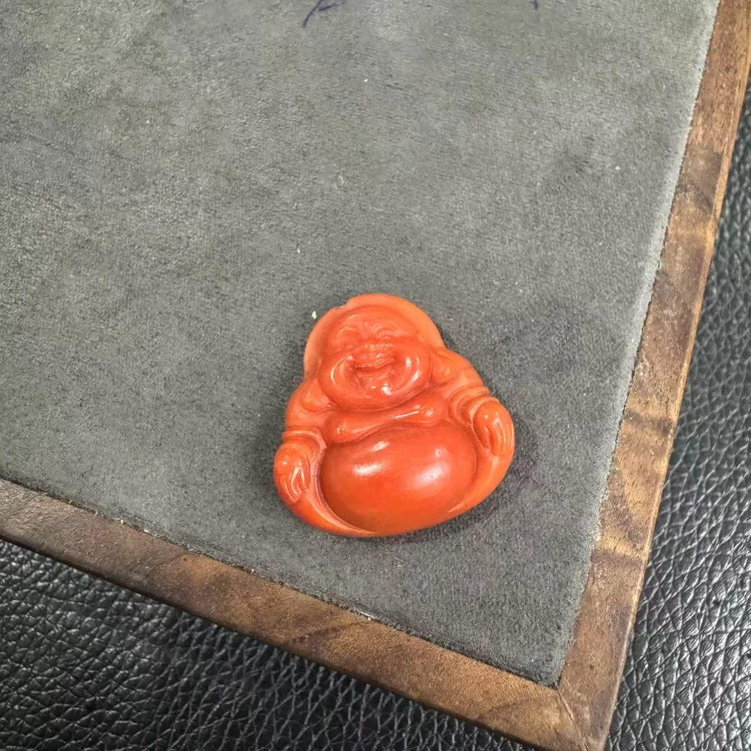 精美南红玛瑙弥勒笑佛吊坠一个M3