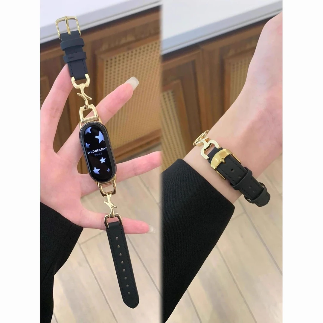表带适用小米手环9皮质表带金属运动8nfc快拆手表带10代女款腕带