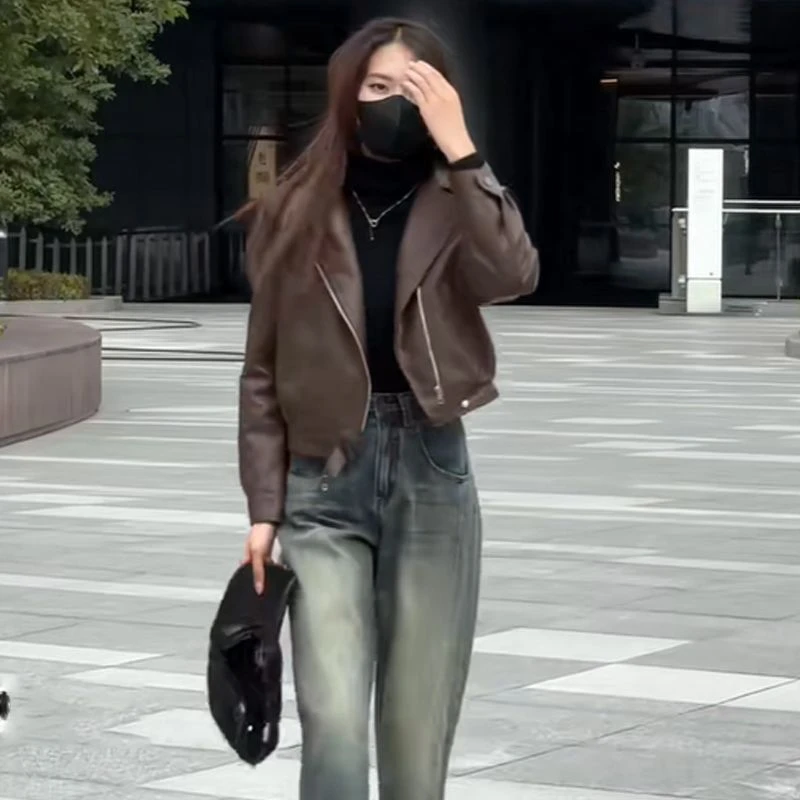 皮衣女款2025春秋季新款时尚高级加绒加厚小众机车皮夹克洋气上衣