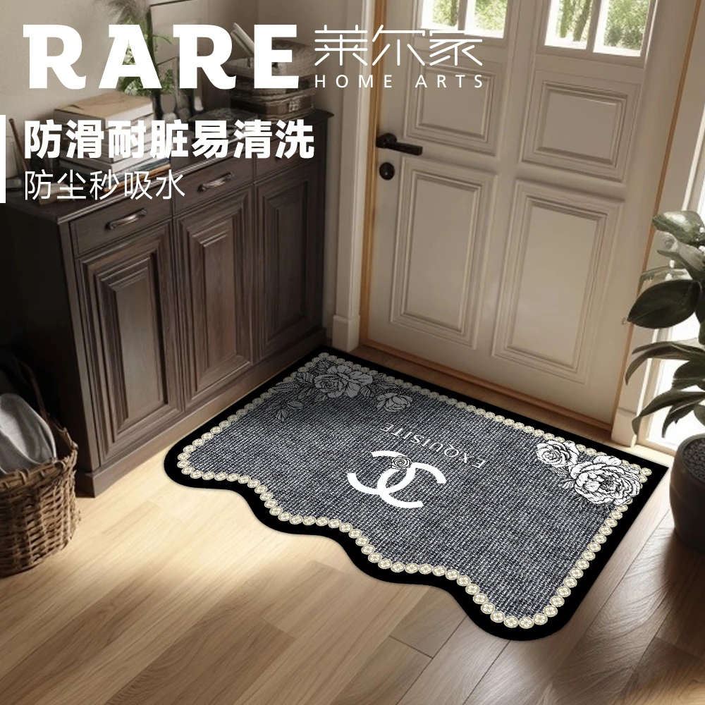 高奢香奈轻奢硅藻泥床边毯新入户地毯玄关吸水防滑垫子复古家用