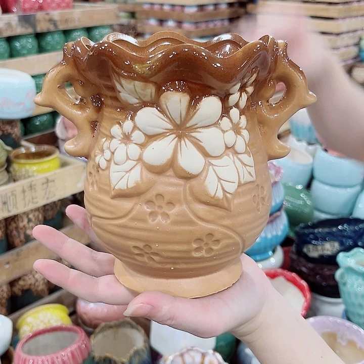 有孔.凑单10元陶瓷花盆发货！