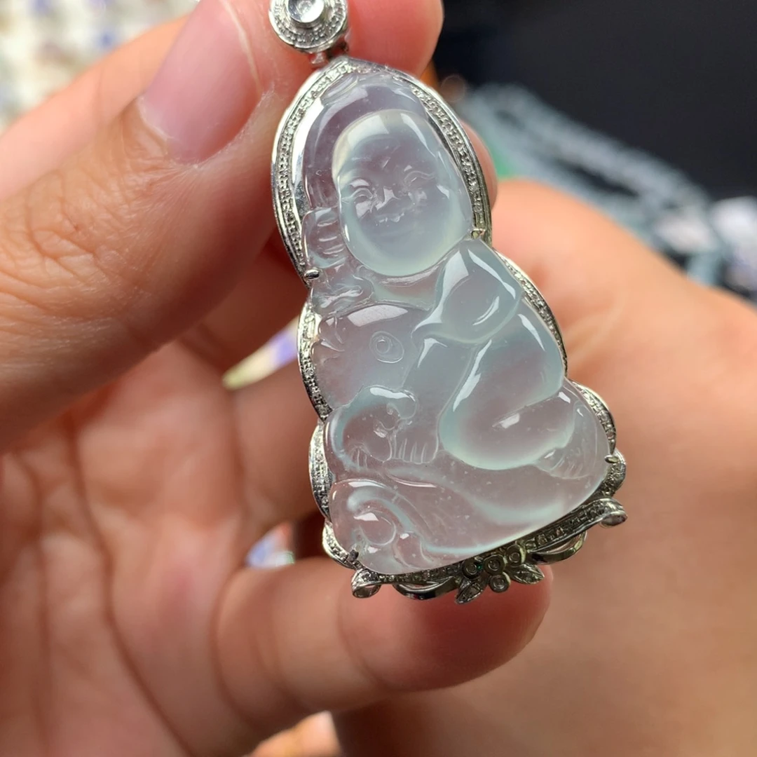翡翠18K金镶嵌吊坠(不含链)