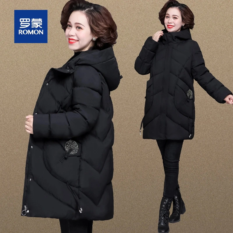 罗蒙中年妈妈棉服外套2025新款中老年棉衣女奶奶装大码冬季棉袄女