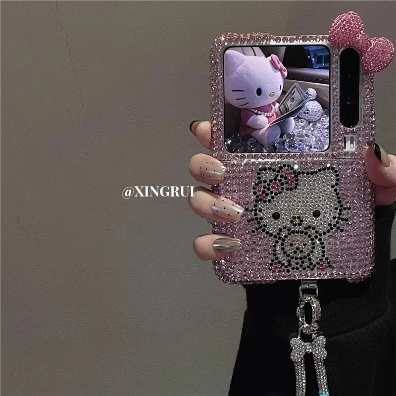 奢华立体满钻kt适用华为purax手机壳pocket2/s折叠屏p50/novaflip