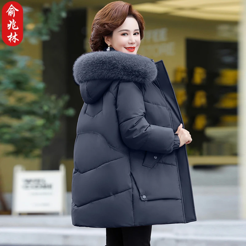 俞兆林中年妈妈冬季外套羽绒棉服中老年女装加绒加厚棉衣大码棉袄
