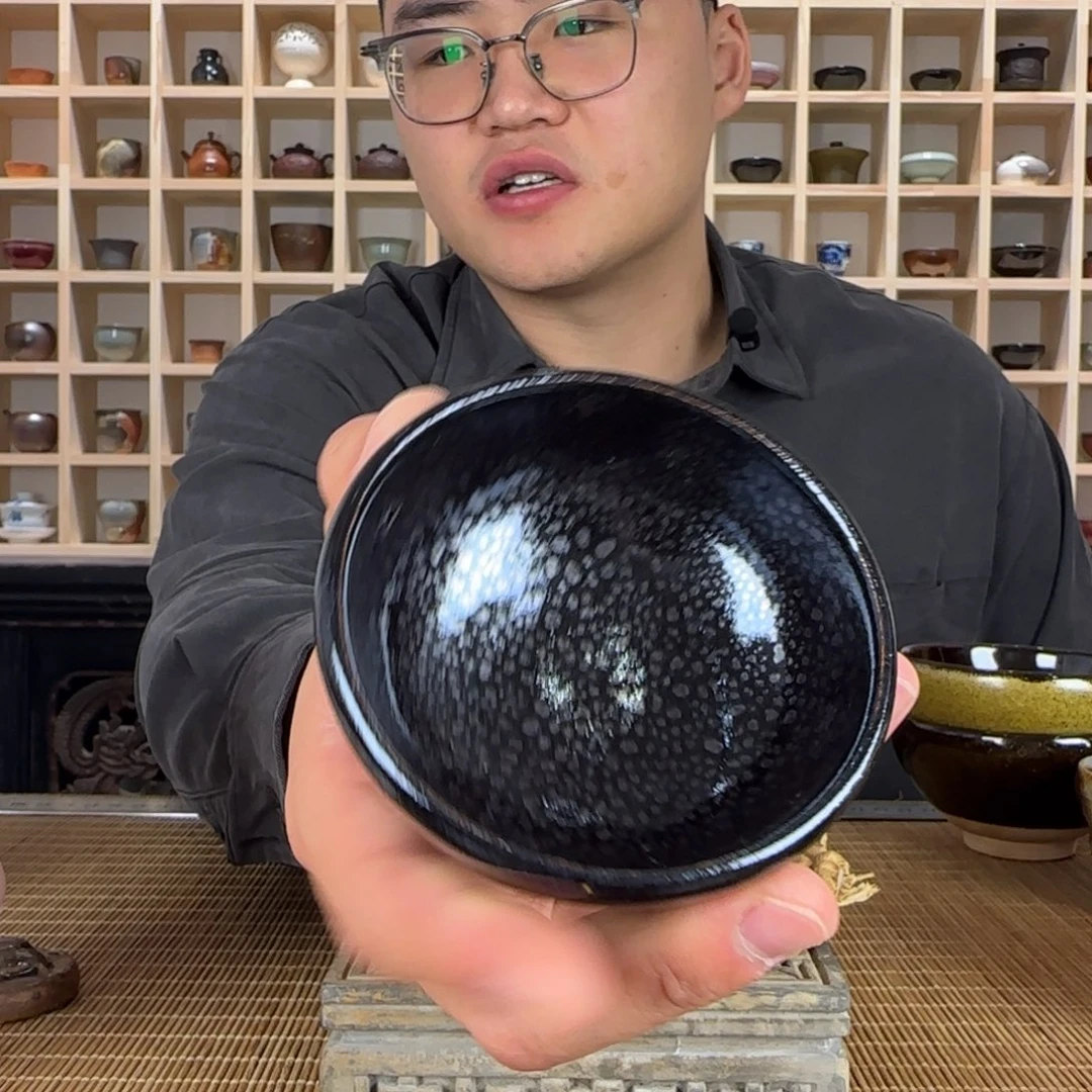 微瑕福利平阳窑手作黑釉油滴盏