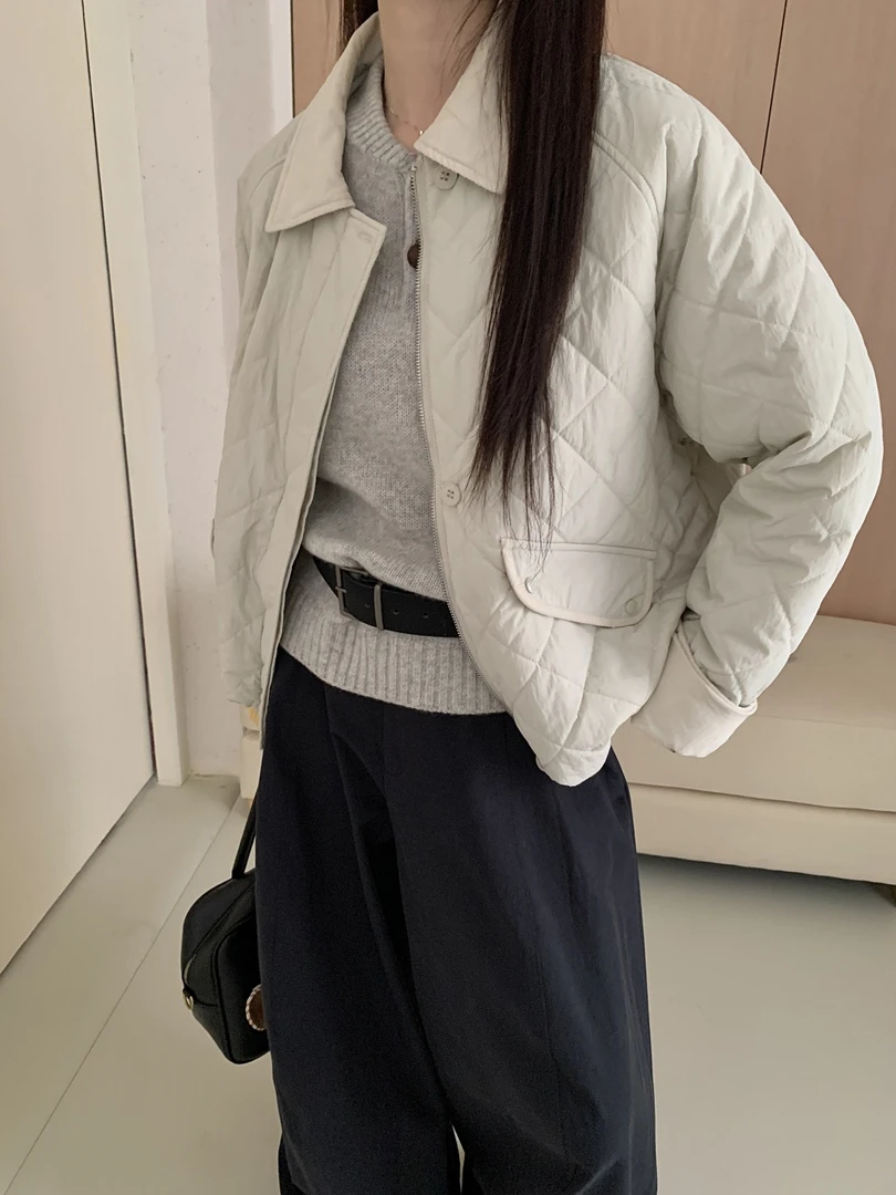 FUJIA STYLE新款韩版简约纯色百搭时尚翻领棉服M88592