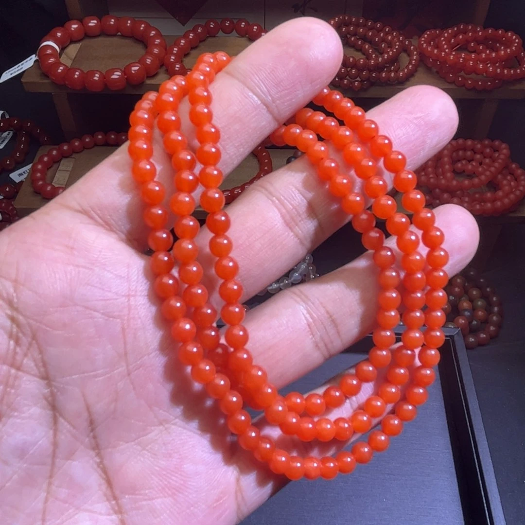 手链未镶嵌南红玛瑙5mm多圈樱桃红