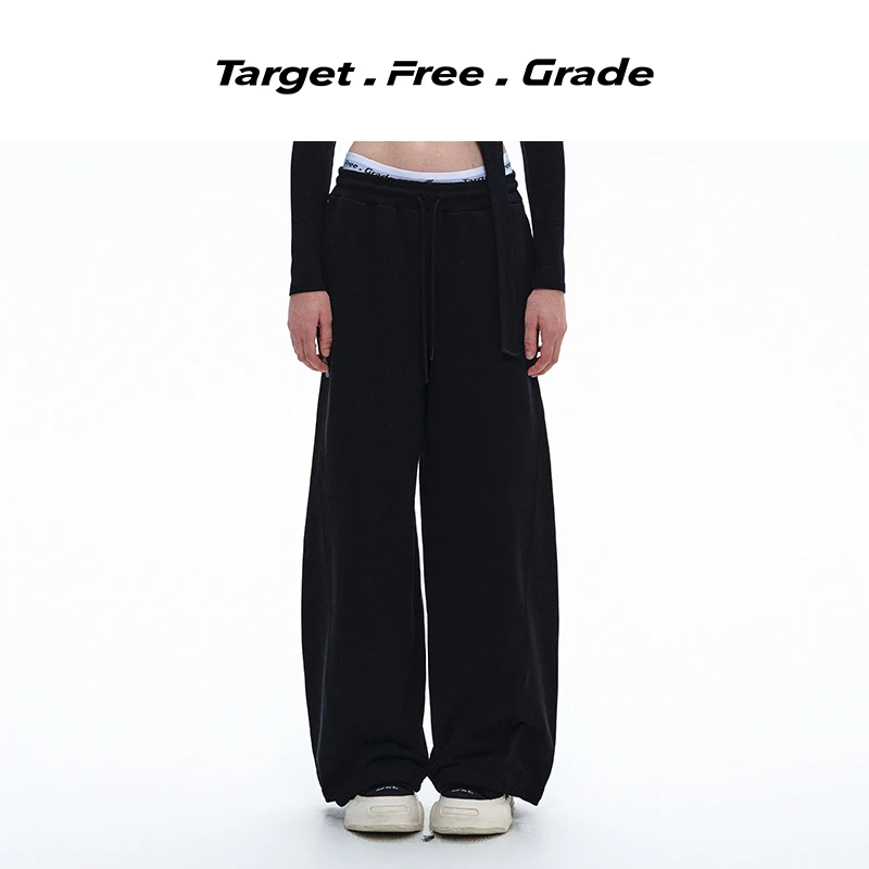 【王安宇同款】TFG轮廓风弯刀针织解构设计感情侣黑色休闲卫裤