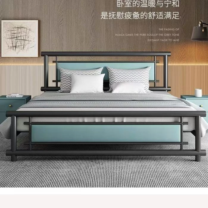 铁艺床双人1.8米床北欧环保加固铁床轻奢公寓出租房1.5单人床1米