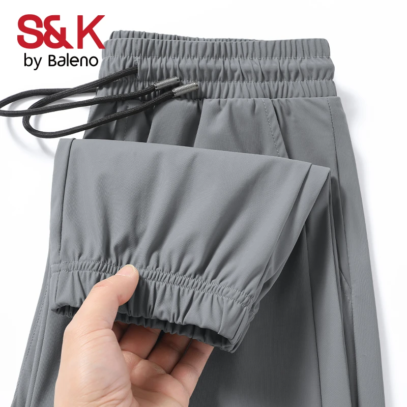 班尼路S&K系列冰丝束脚裤子男夏季宽松运动裤男士纯色休闲速干裤B