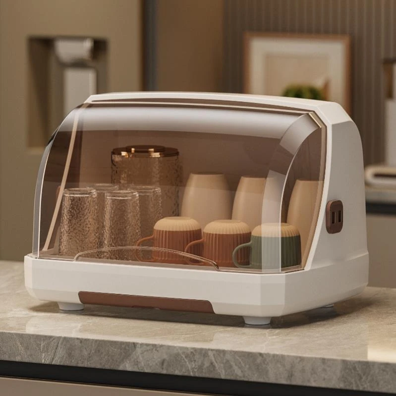 日本精工防尘杯子收纳置物架水杯奶瓶收纳盒带盖托盘茶盘沥水架