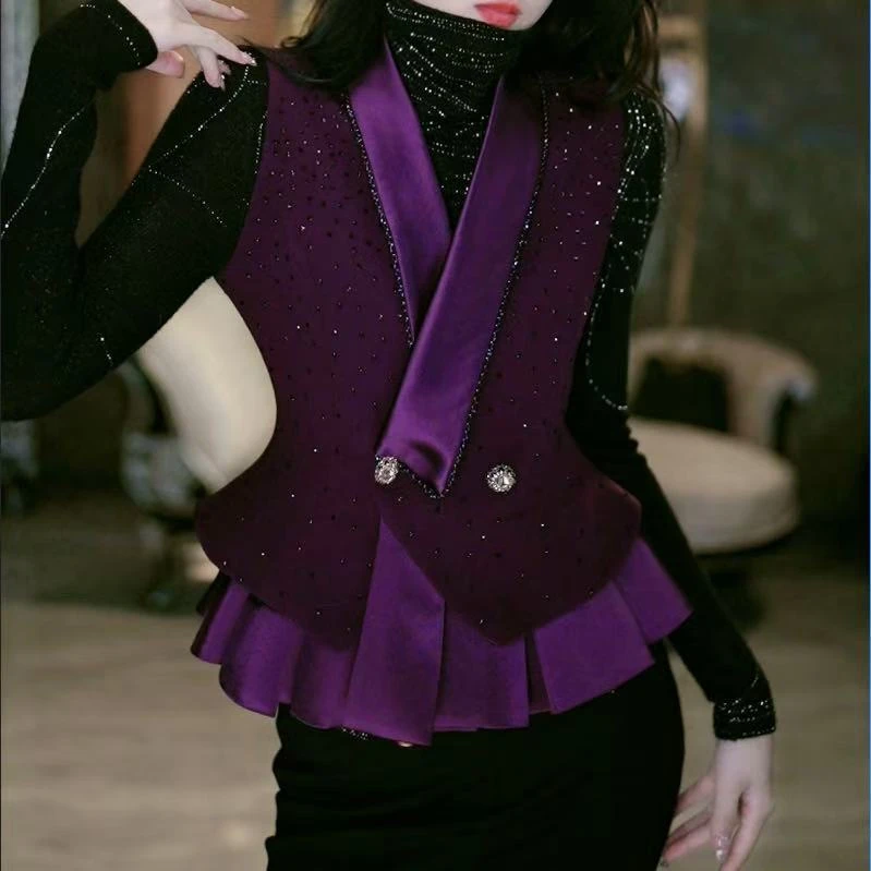 SEJI/瑟纪11.30【黑月骑士】法式重工时尚修身百搭马甲