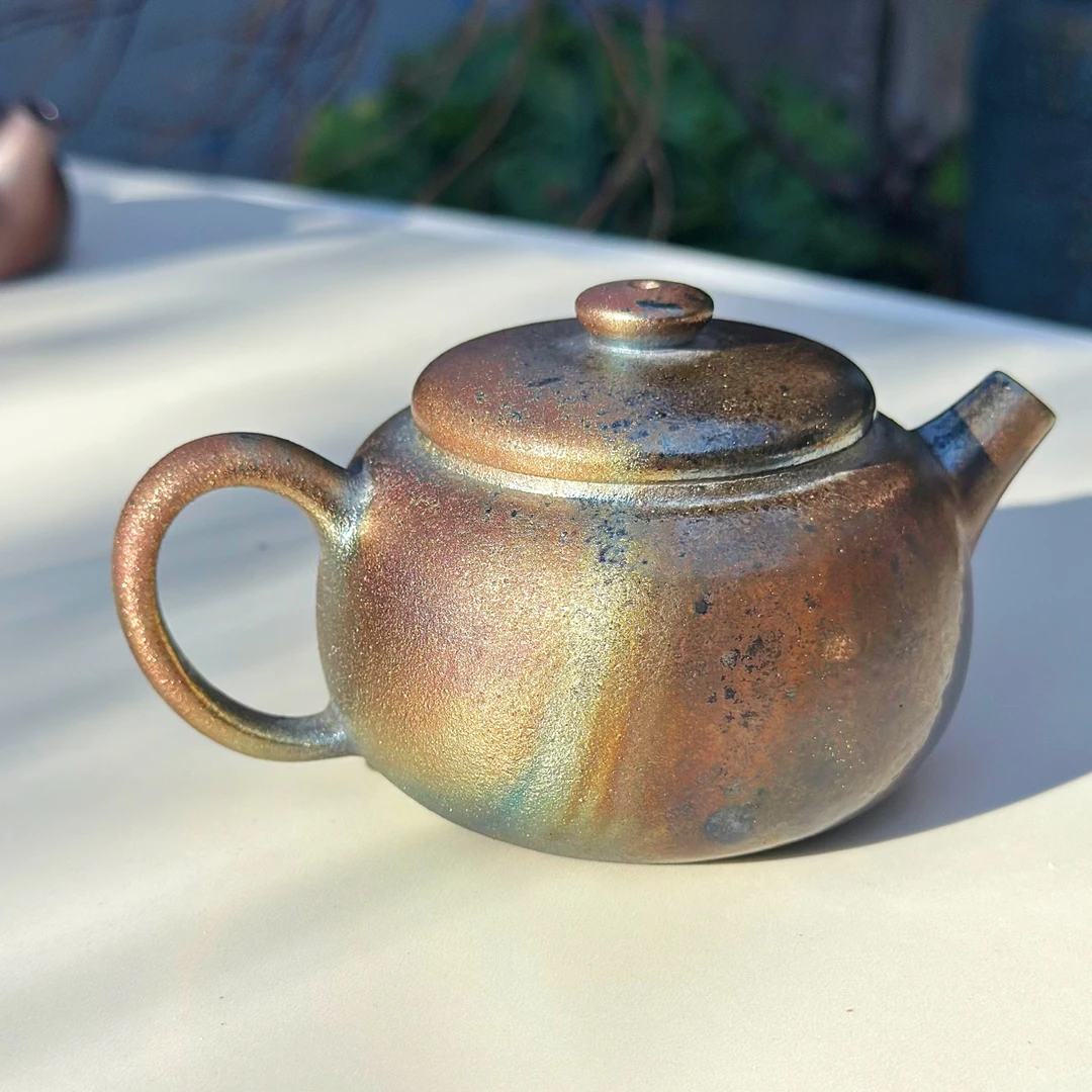 【陶点茶】建水紫陶紫泥柴烧出彩窑宝纯柴烧裸烧自然窑变精品柴烧壶