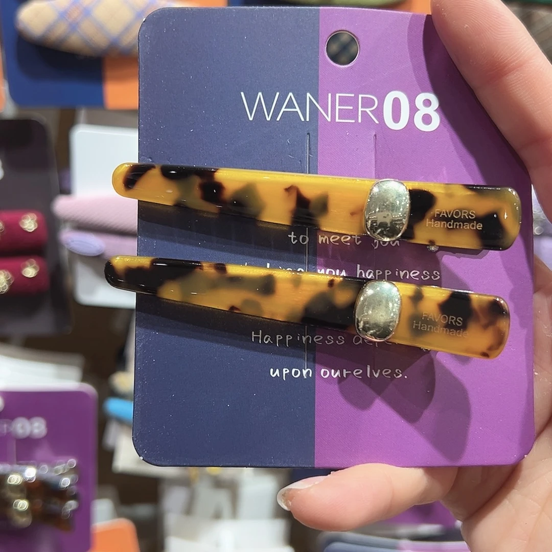 皮质铁合金玳瑁色长鸭夹