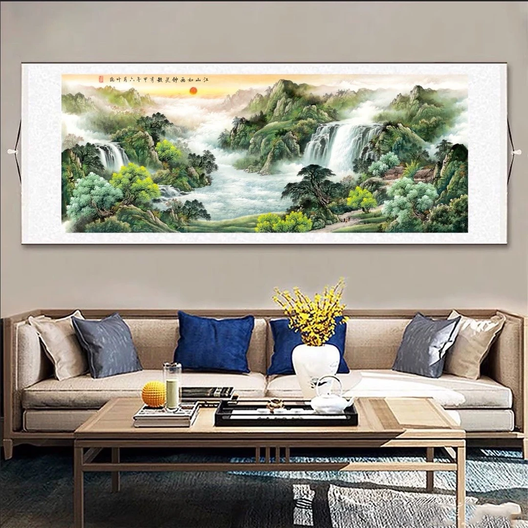 【现代高清微喷装饰画】横江山如画（宽2.25，高75）