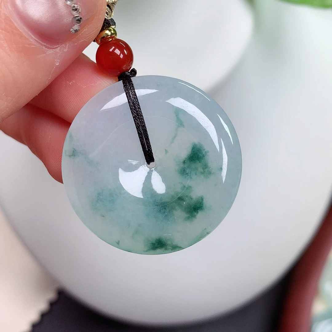 翡翠未镶嵌颈饰平安扣 30.2-6mm