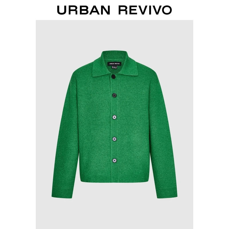 UR2026春季新款男装时尚日常翻领单排扣针织开衫UMF960001