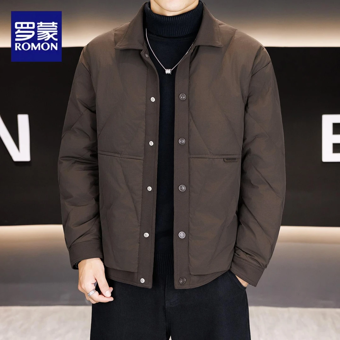 罗蒙休闲百搭潮流保暖男士羽绒服帅气翻领冬季鸭绒轻薄韩版外套男