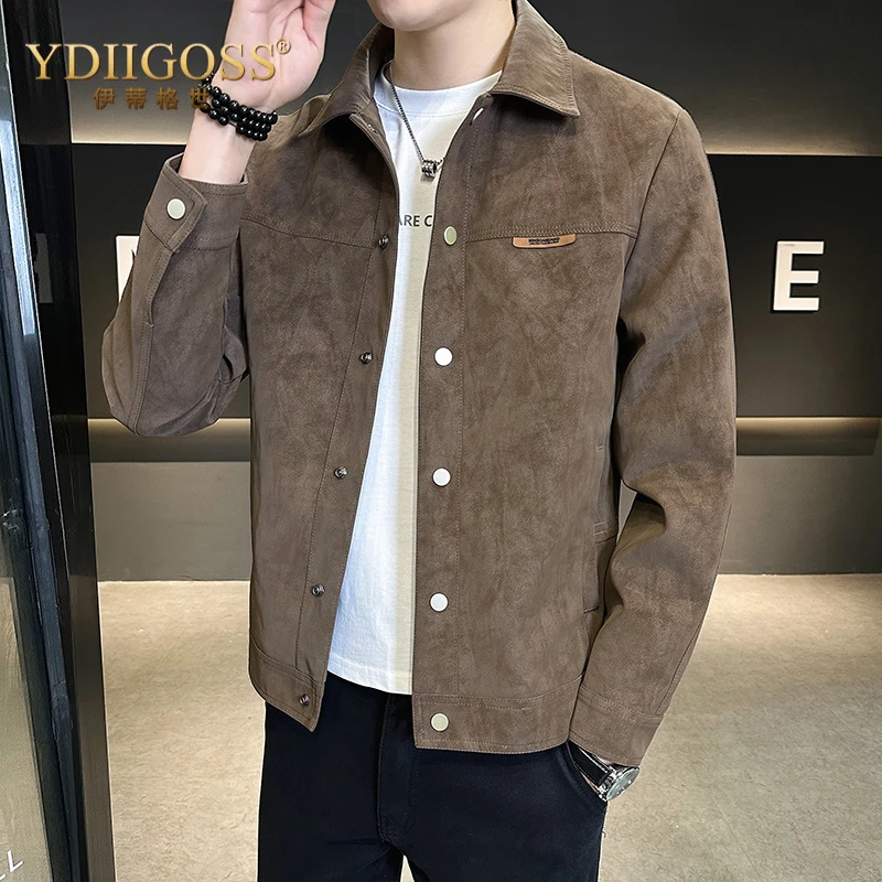 YDIIGOSS夹克外套男士春秋2025新款痞帅翻领春装上衣高级感休闲