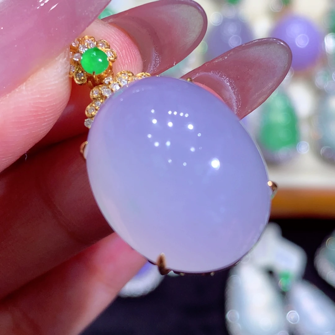 翡翠18K金镶嵌吊坠(不含链)