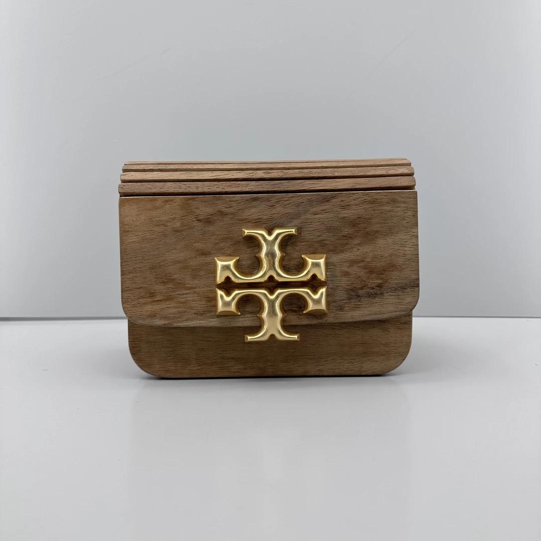 99新 TORY BURCH/汤丽柏琦  小林木质金砖链条包19*13*6cmA121717