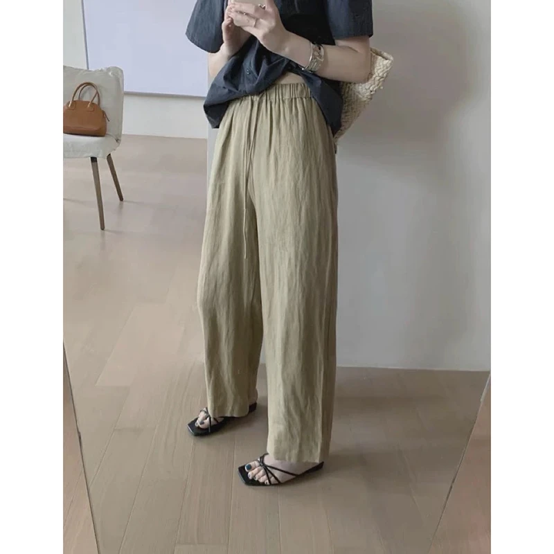 Julychee 莱赛尔天丝亚麻阔腿裤