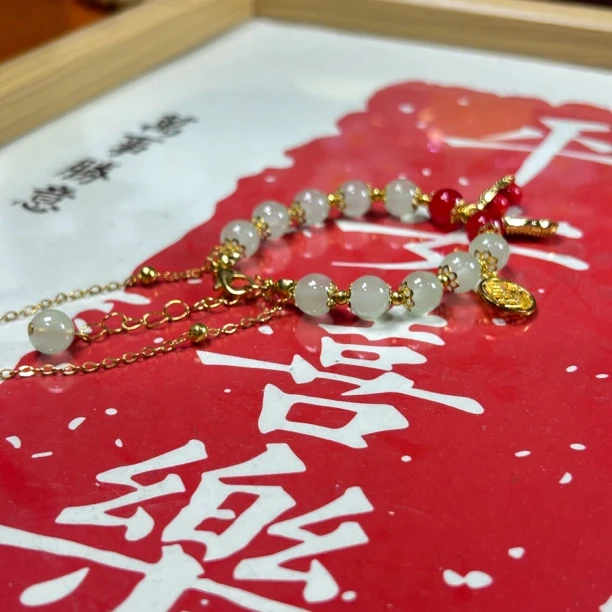 纯铜琉璃手链 （亏米清仓）绿琉璃配多宝单圈设计款