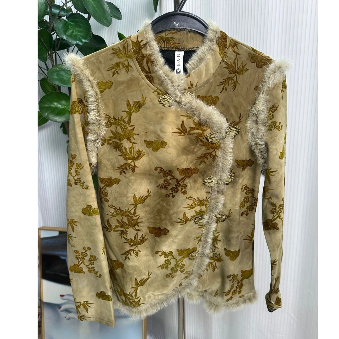 复古新中式盘扣加绒打底衫上衣长袖时尚百搭国风