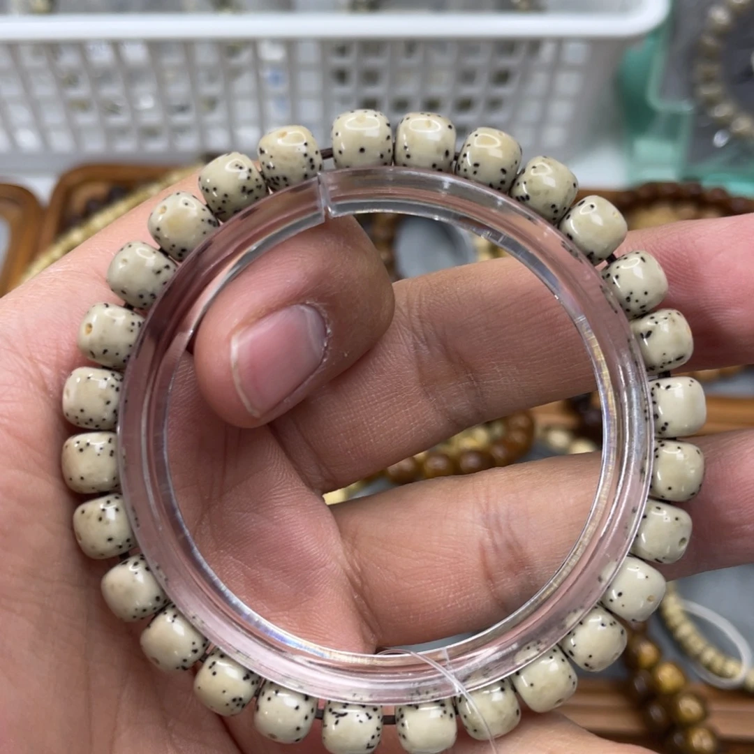 星月菩提手串8*7大留白石玉料骨瓷白