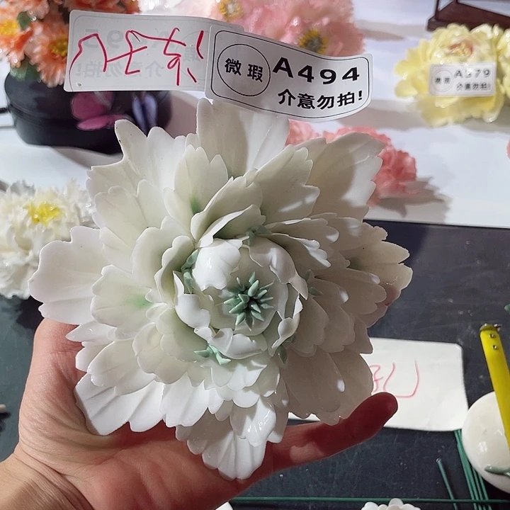 瓷片纯陶瓷手工捏花
