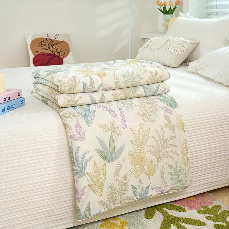 2025新款A类印花凉感丝可水洗凉感夏被（四边踩棉）空调被被子被芯