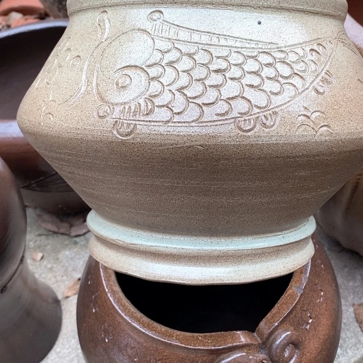 紫砂花盆高19口19手工